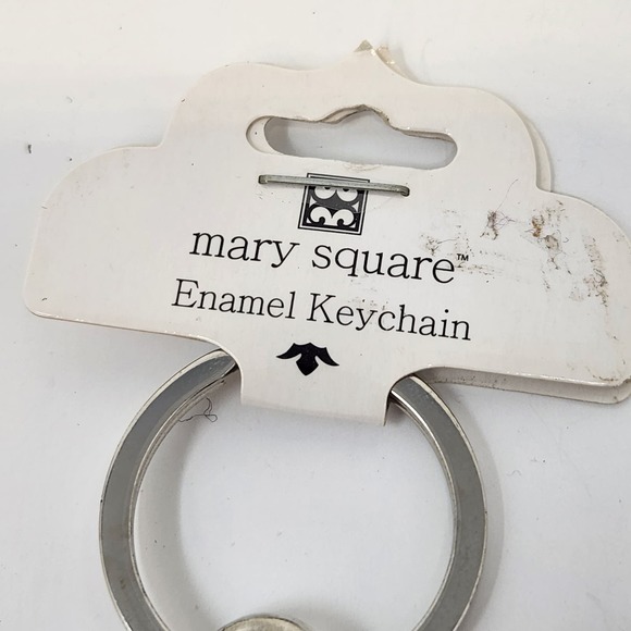 Mary Square Teal Mint Green Enamel Keychain Caffeine Carpool Cocktails Repeat - Picture 2 of 5